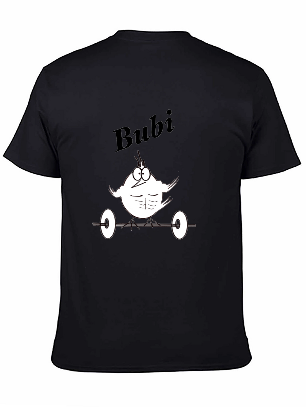 Bubi Gym Cartoon Tee - Black Cotton T-Shirt