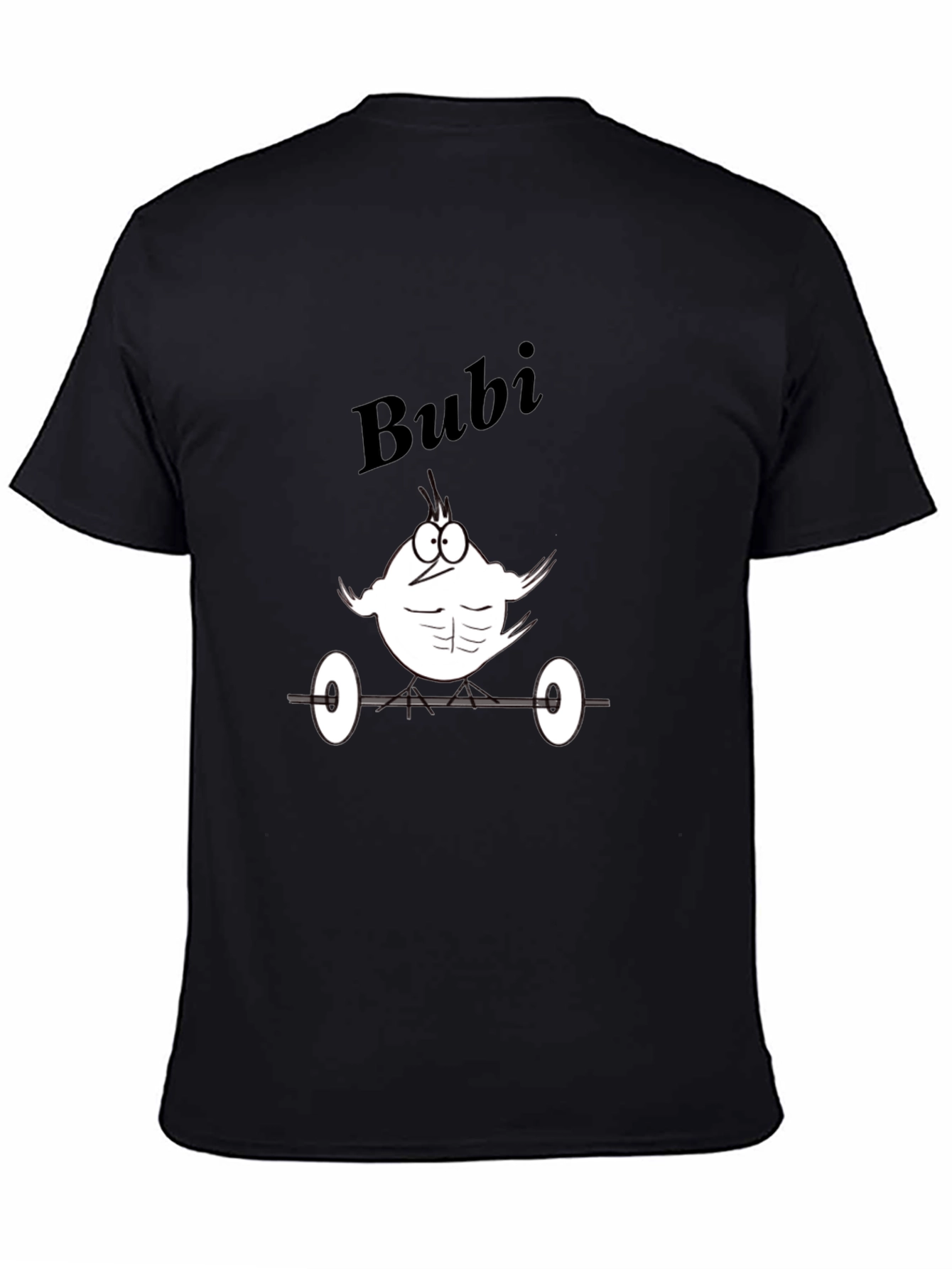 Bubi Gym Cartoon Tee - Black Cotton T-Shirt