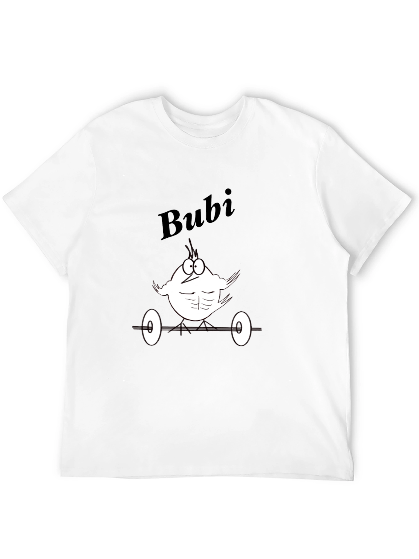 Bubi Gym Cartoon Tee - Black Cotton T-Shirt