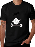 Bubi Gym Cartoon Tee - Black Cotton T-Shirt