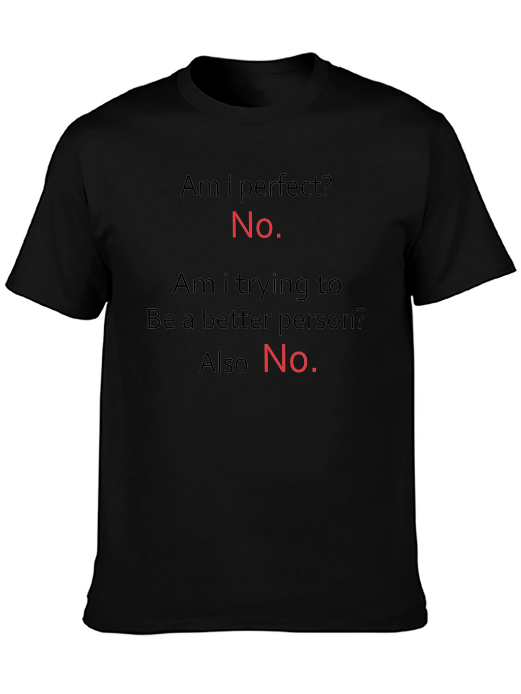 Funny T-Shirt: Am I Perfect? No. Black Tee