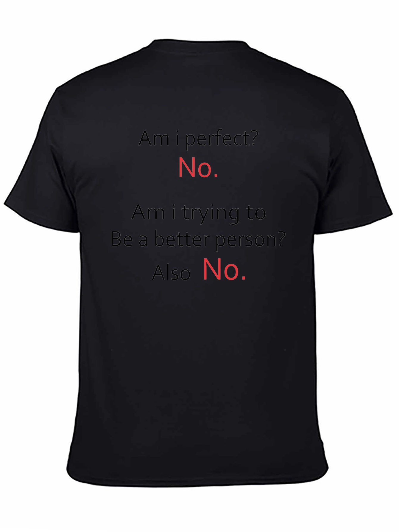 Funny T-Shirt: Am I Perfect? No. Black Tee
