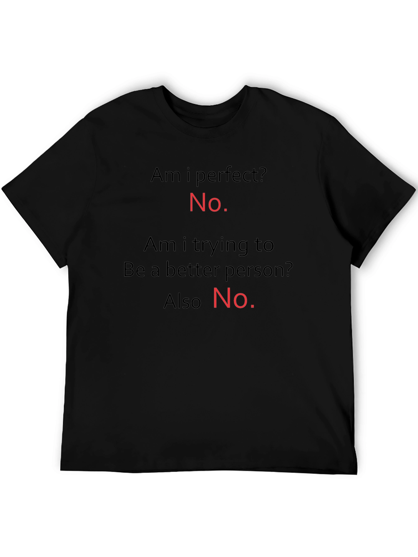 Funny T-Shirt: Am I Perfect? No. Black Tee