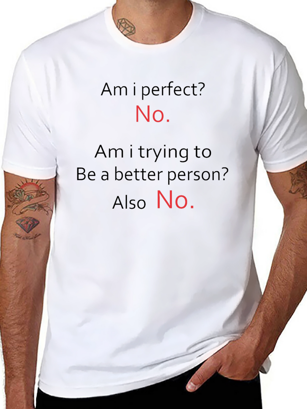 Funny T-Shirt: Am I Perfect? No. Black Tee