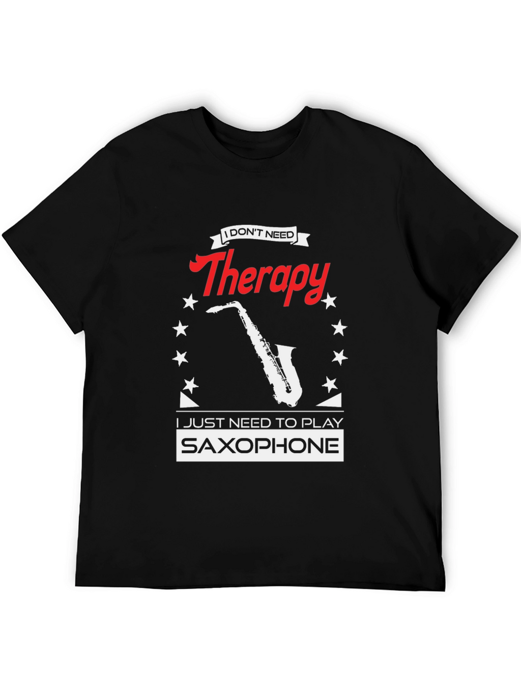 Saxophone Therapy Black T-Shirt - Musicians Humor Tee