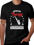 Saxophone Therapy Black T-Shirt - Musicians Humor Tee