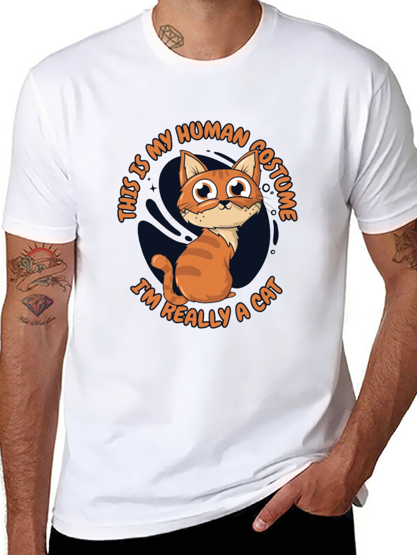Funny Cat Human Costume T-Shirt