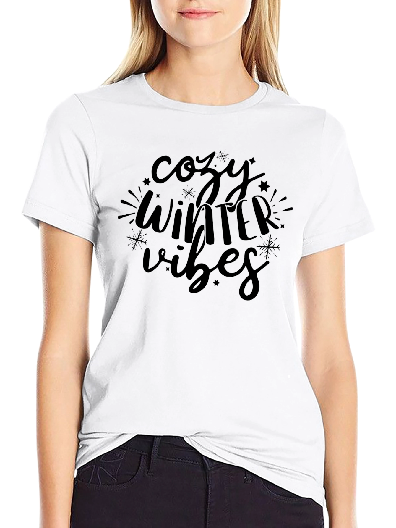 Cozy Winter Vibes Black Graphic Tee