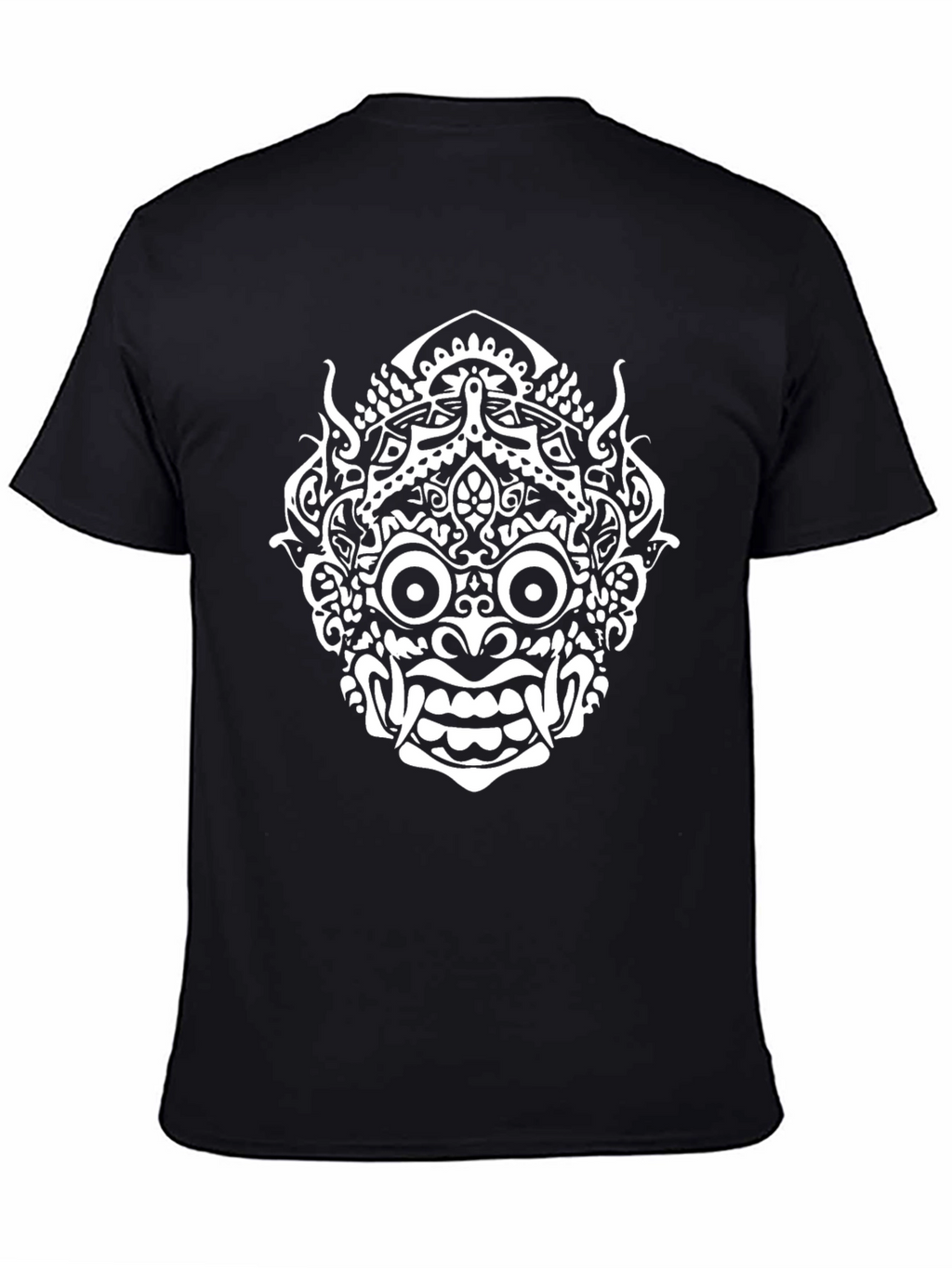 Black T-Shirt with White Demon Mask Print