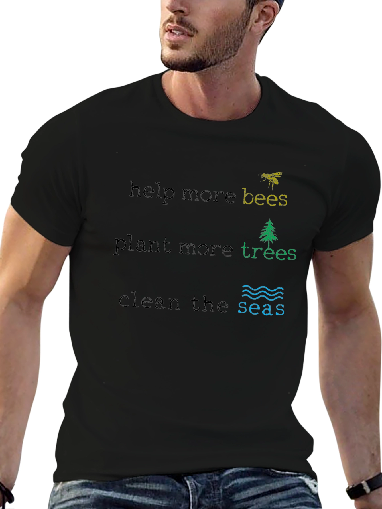 Eco-Friendly Graphic Tee - Help Bees Plant Trees
