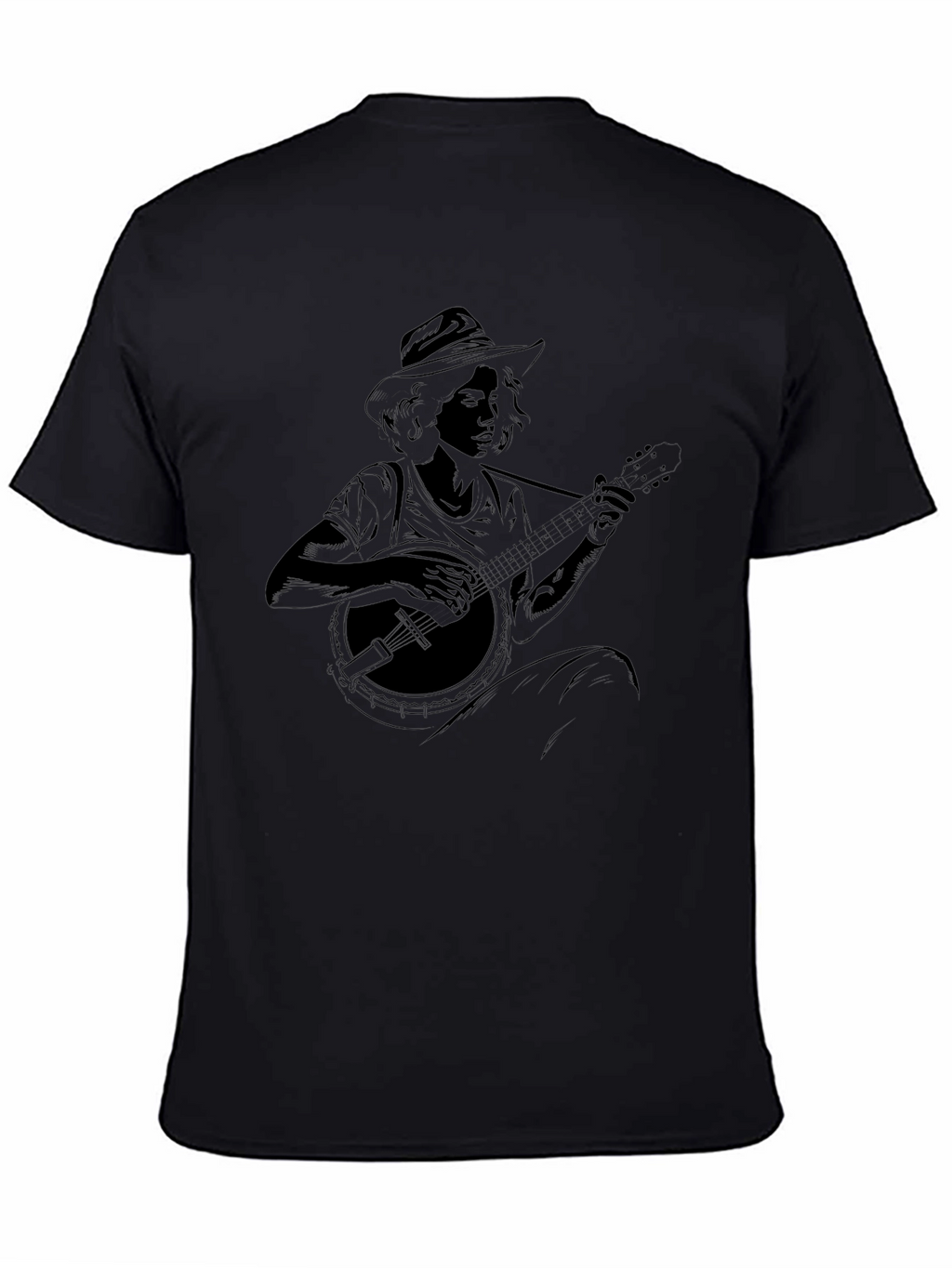 Banjo Player Graphic Black Tee - Unisex