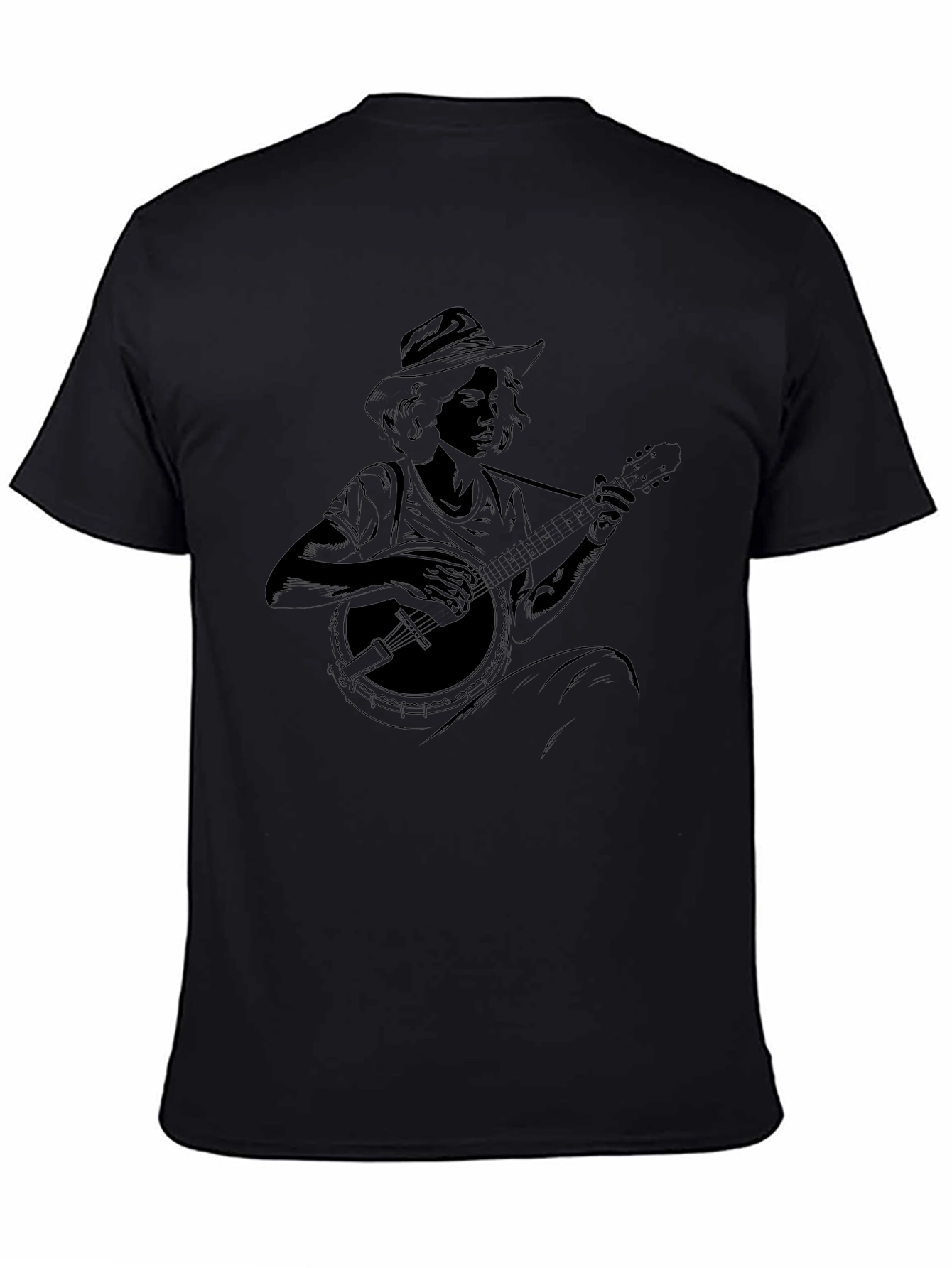 Banjo Player Graphic Black Tee - Unisex