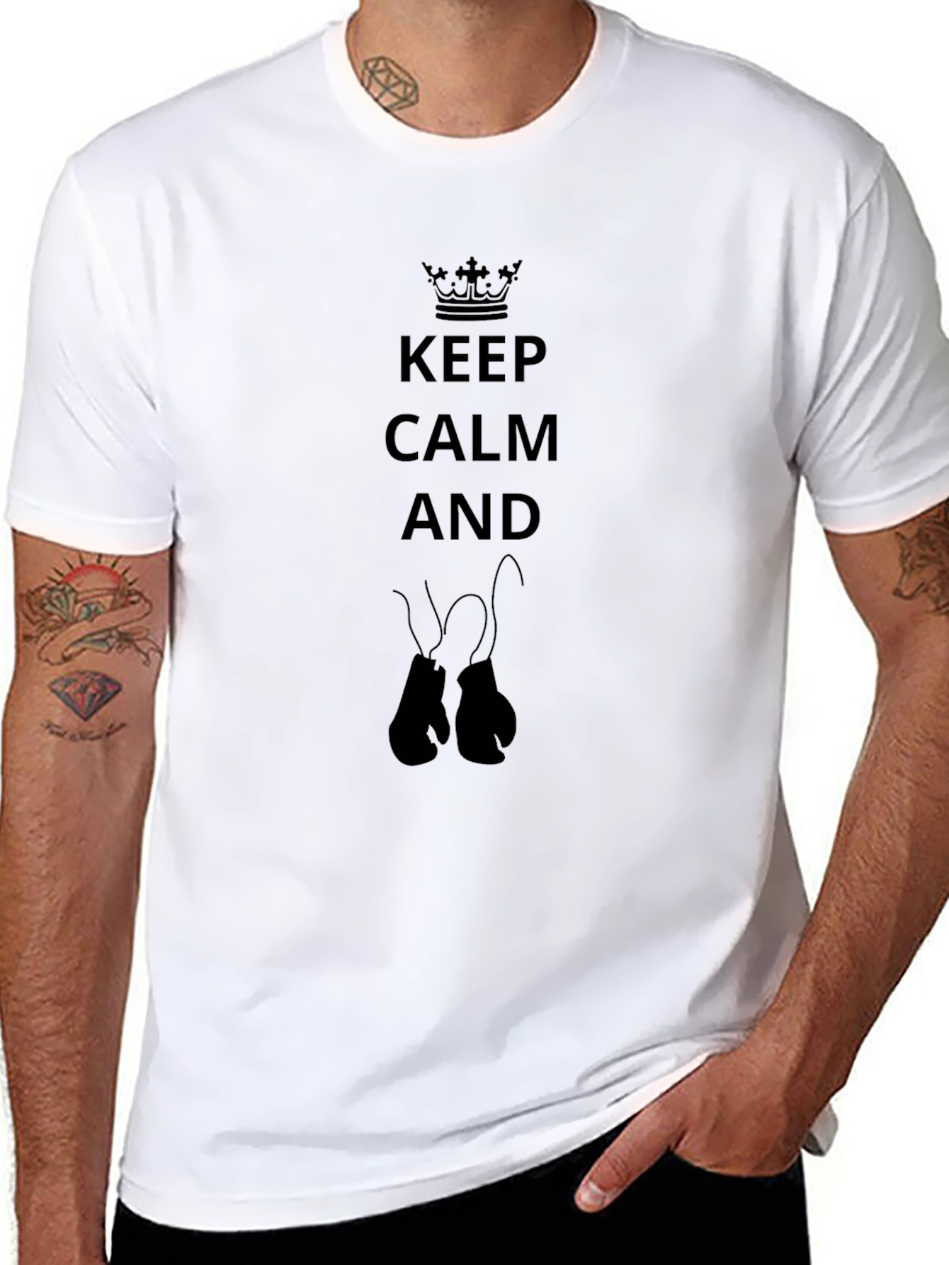 Keep Calm and Box On Black T-Shirt