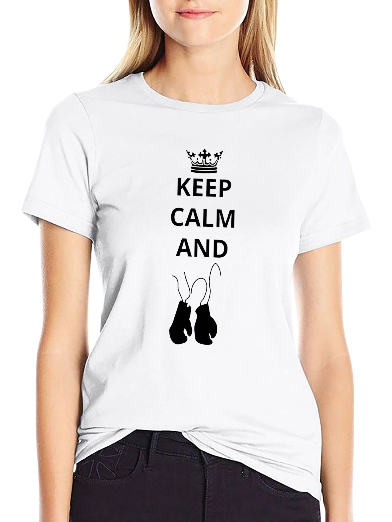 Keep Calm and Box On Black T-Shirt