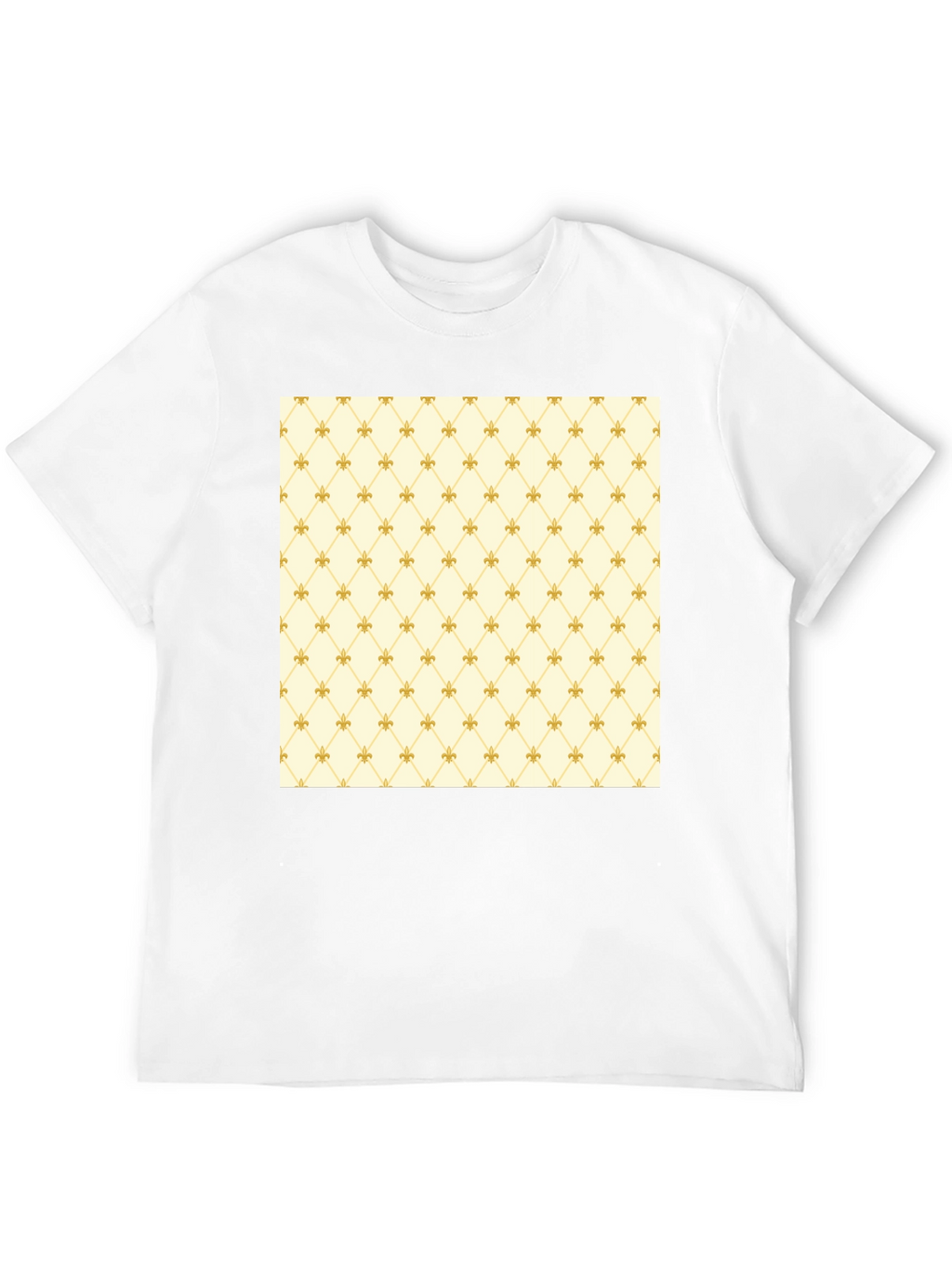 Fleur-de-Lis Pattern Black Crew Neck T-Shirt