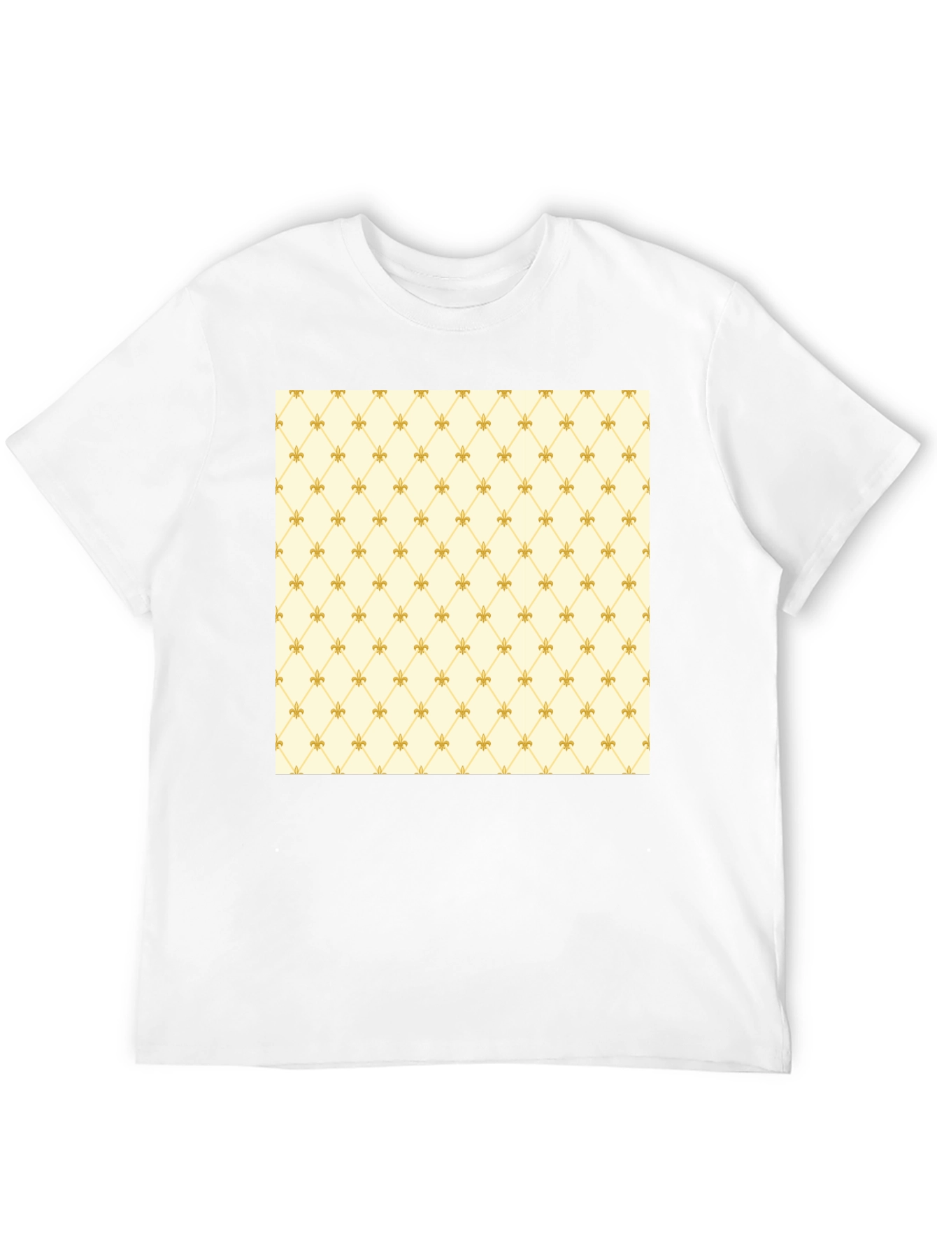 Fleur-de-Lis Pattern Black Crew Neck T-Shirt