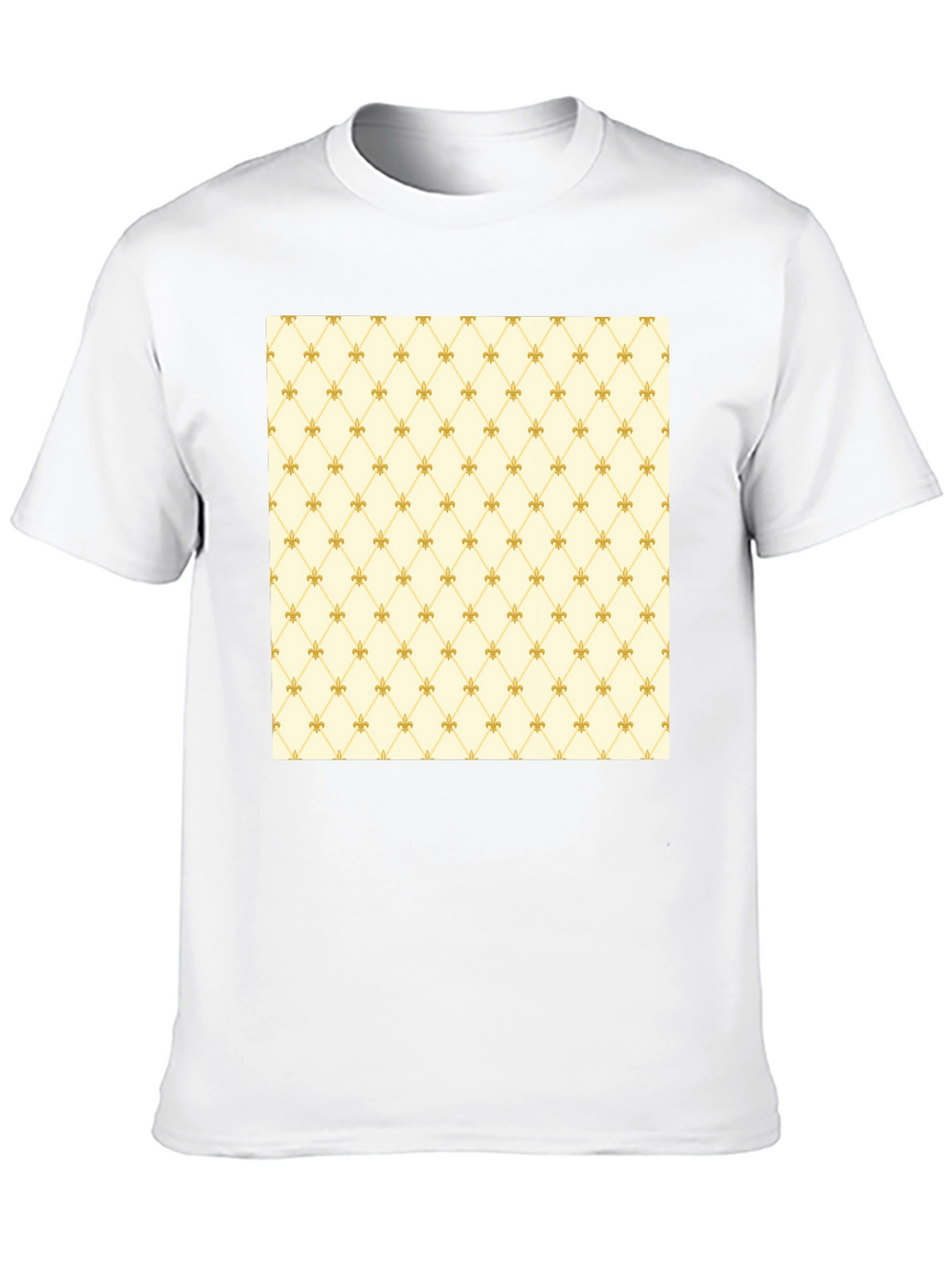 Fleur-de-Lis Pattern Black Crew Neck T-Shirt