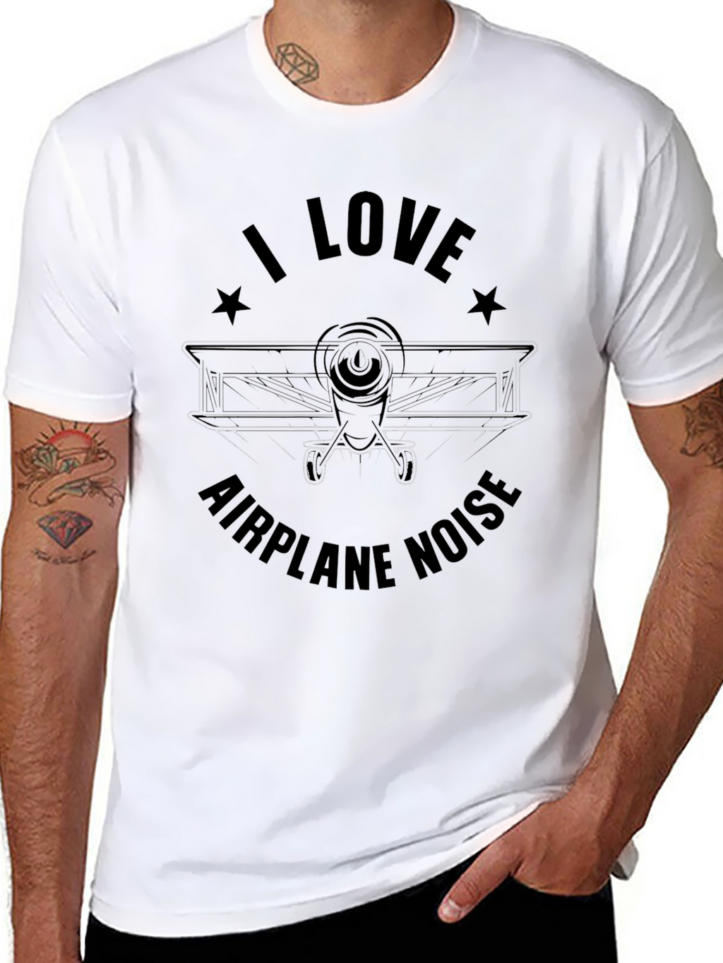 I Love Airplane Noise T-Shirt - Black