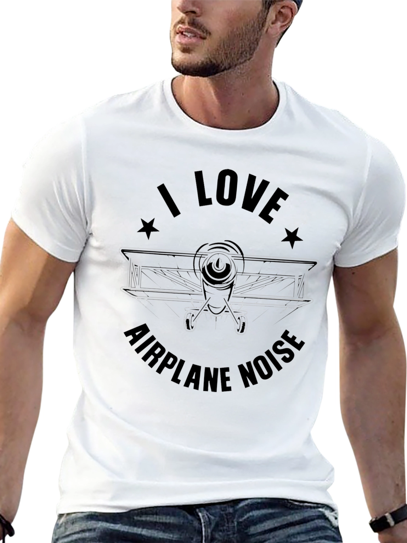 I Love Airplane Noise T-Shirt - Black