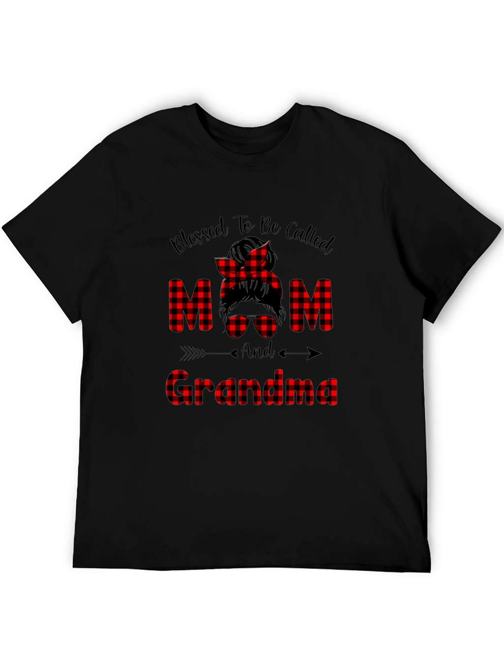 Blessed Mom & Grandma Buffalo Plaid Graphic Tee