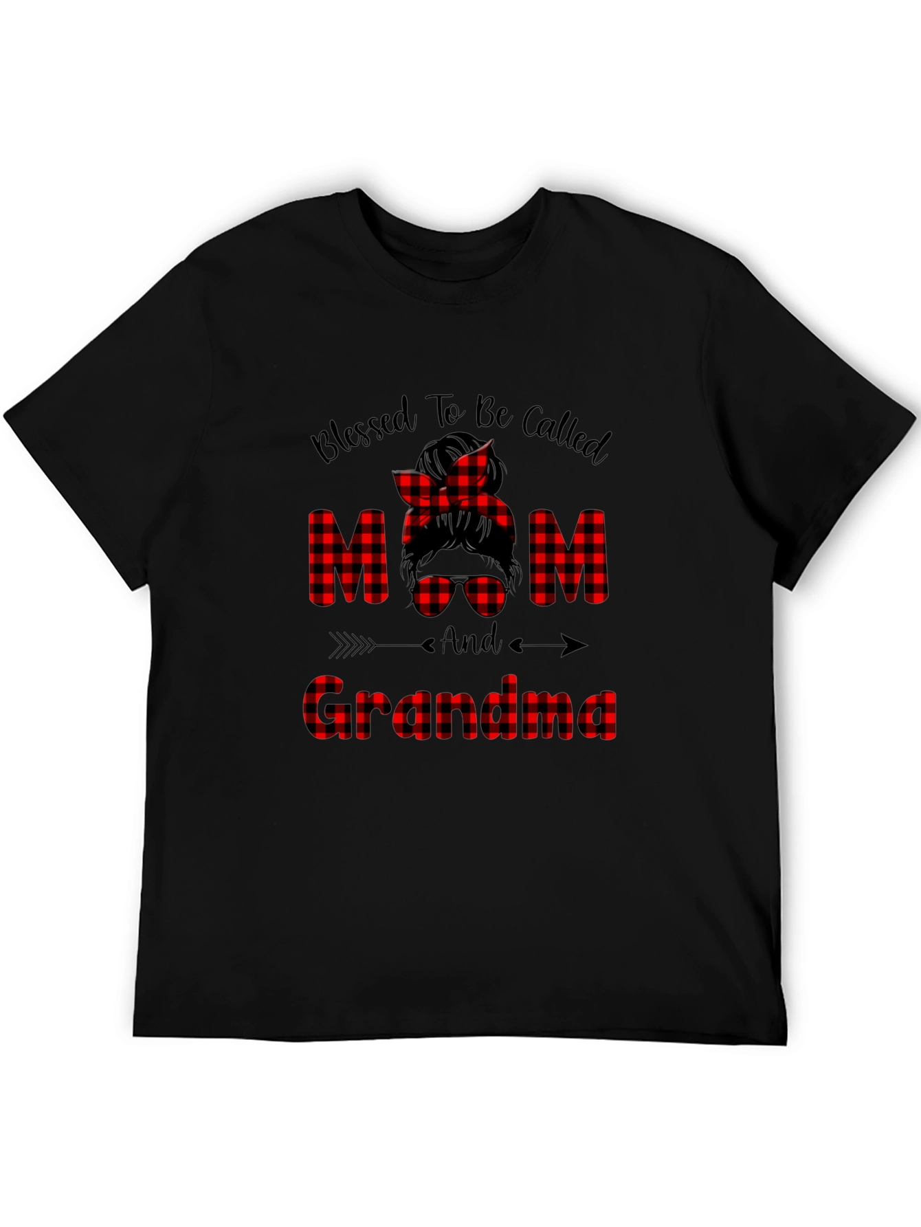 Blessed Mom & Grandma Buffalo Plaid Graphic Tee