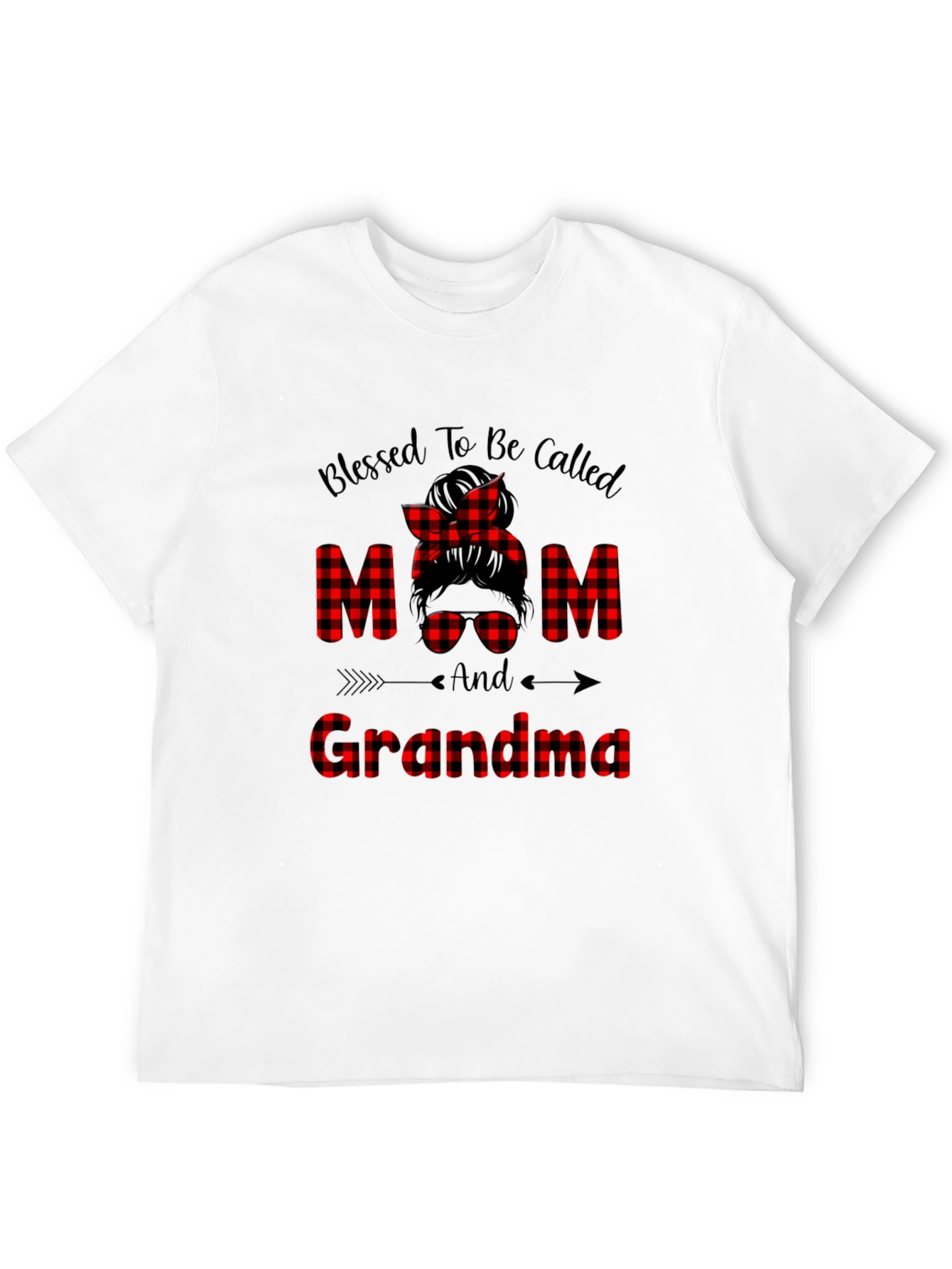 Blessed Mom & Grandma Buffalo Plaid Graphic Tee