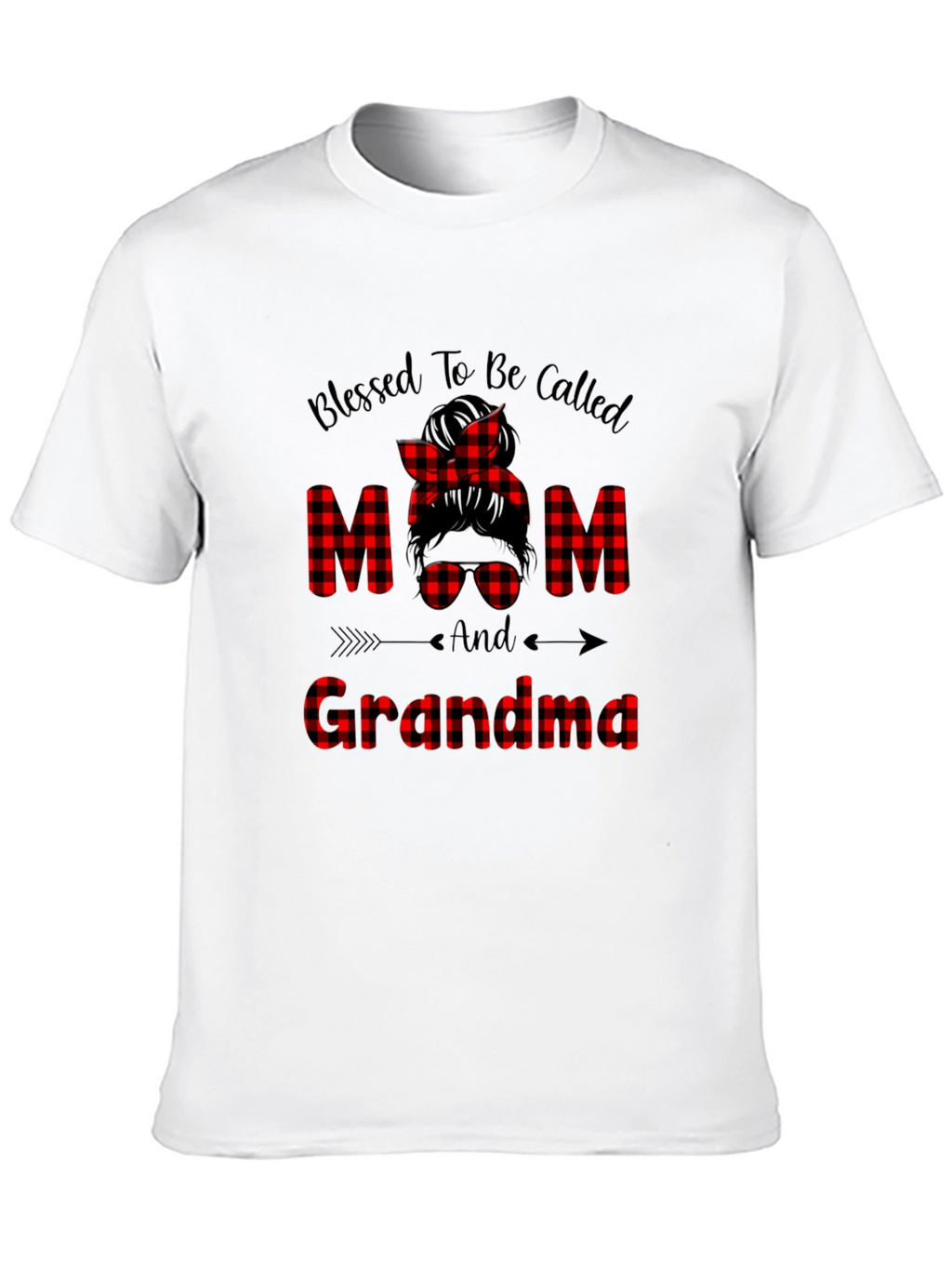 Blessed Mom & Grandma Buffalo Plaid Graphic Tee