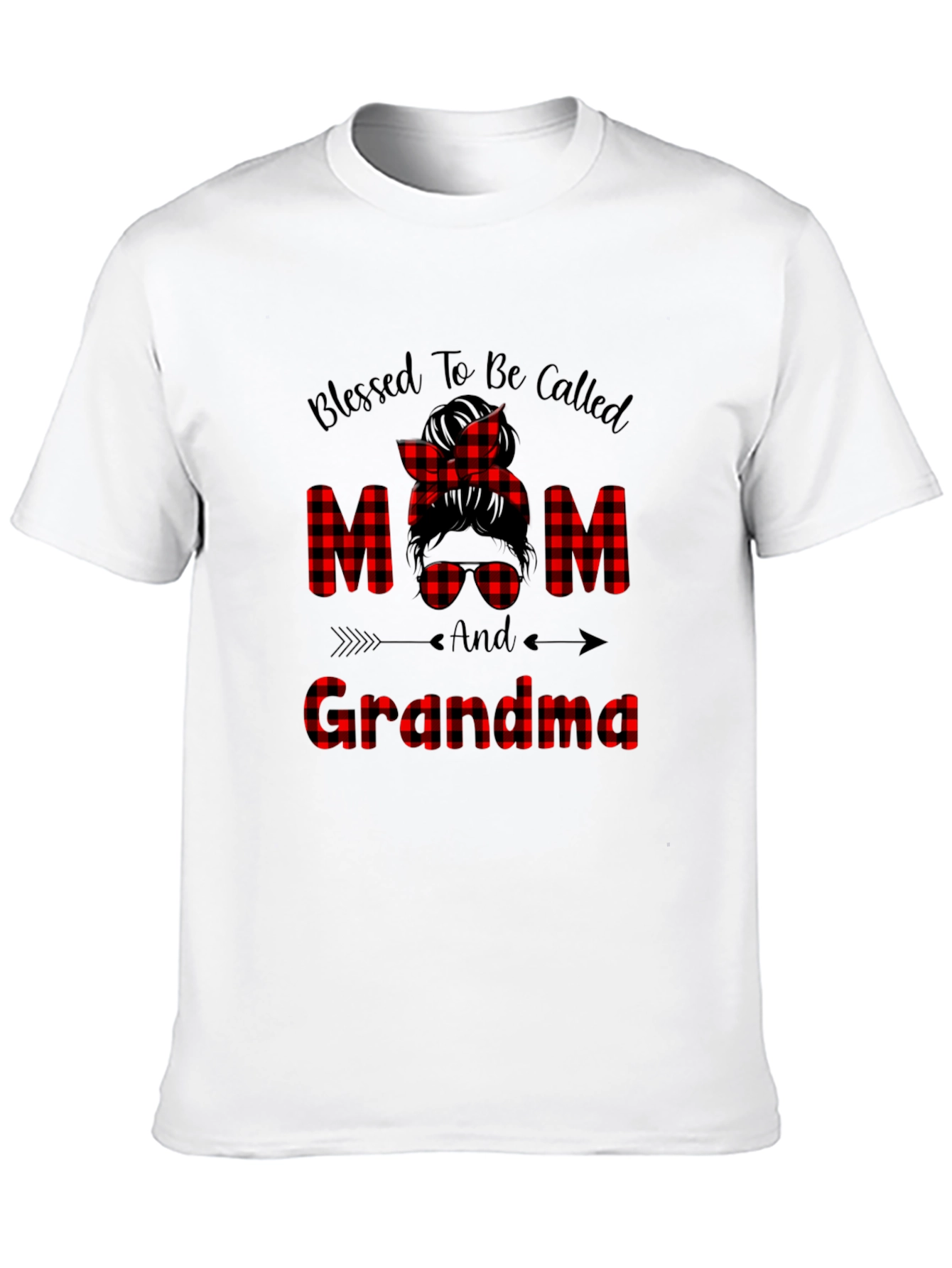 Blessed Mom & Grandma Buffalo Plaid Graphic Tee