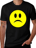 Sad Face Graphic T-Shirt - Black