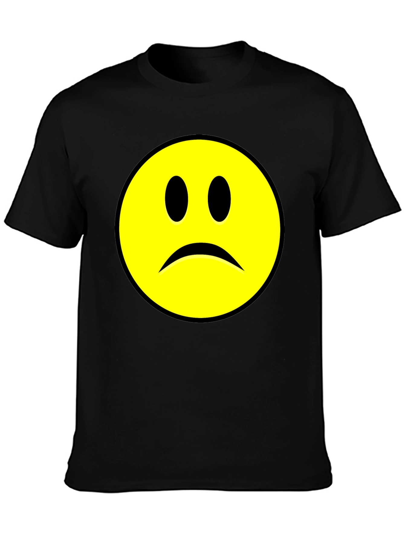 Sad Face Graphic T-Shirt - Black