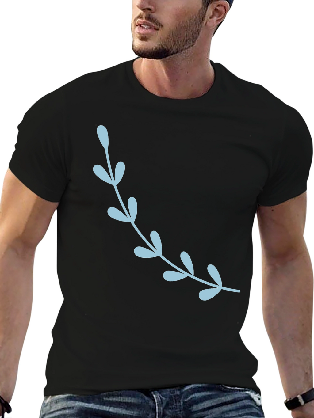 Stylish Black T-Shirt with Floral Accent