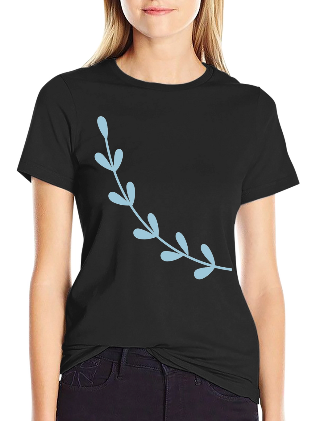 Stylish Black T-Shirt with Floral Accent