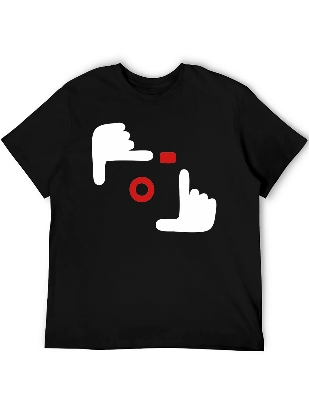 Camera Hands Gesture Graphic Tee - Black Cotton Casual