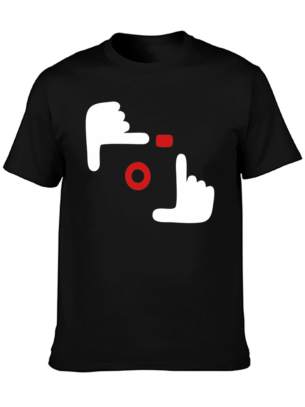 Camera Hands Gesture Graphic Tee - Black Cotton Casual