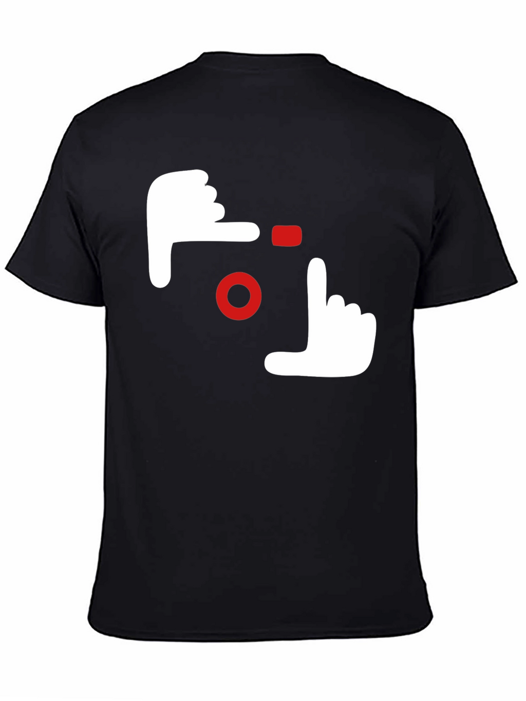 Camera Hands Gesture Graphic Tee - Black Cotton Casual