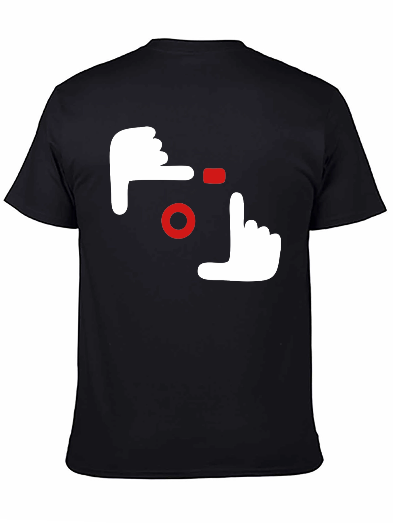 Camera Hands Gesture Graphic Tee - Black Cotton Casual
