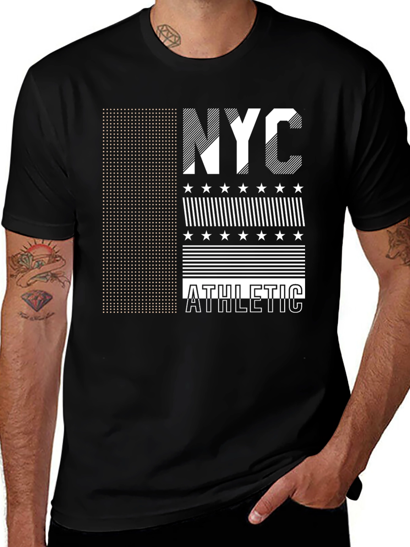 NYC Athletic Graphic Print Black T-Shirt