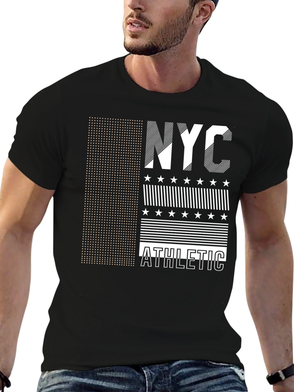 NYC Athletic Graphic Print Black T-Shirt