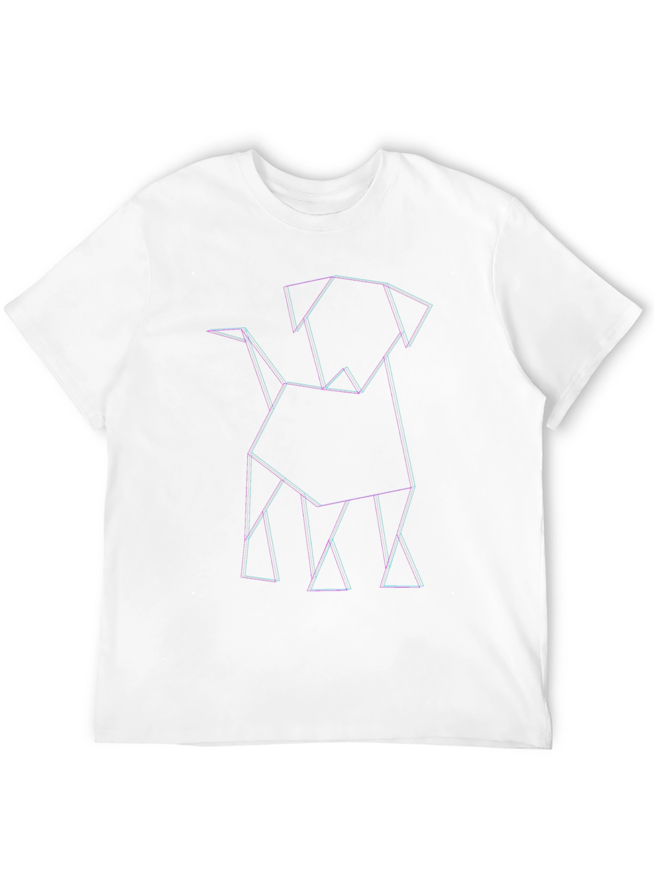 Geometric Dog Graphic Tee - Modern Line Art Design