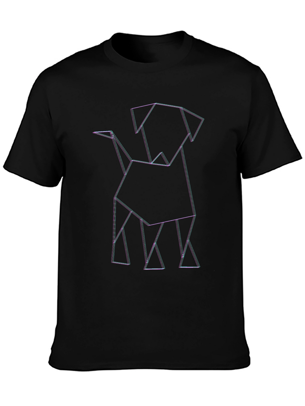 Geometric Dog Graphic Tee - Modern Line Art Design