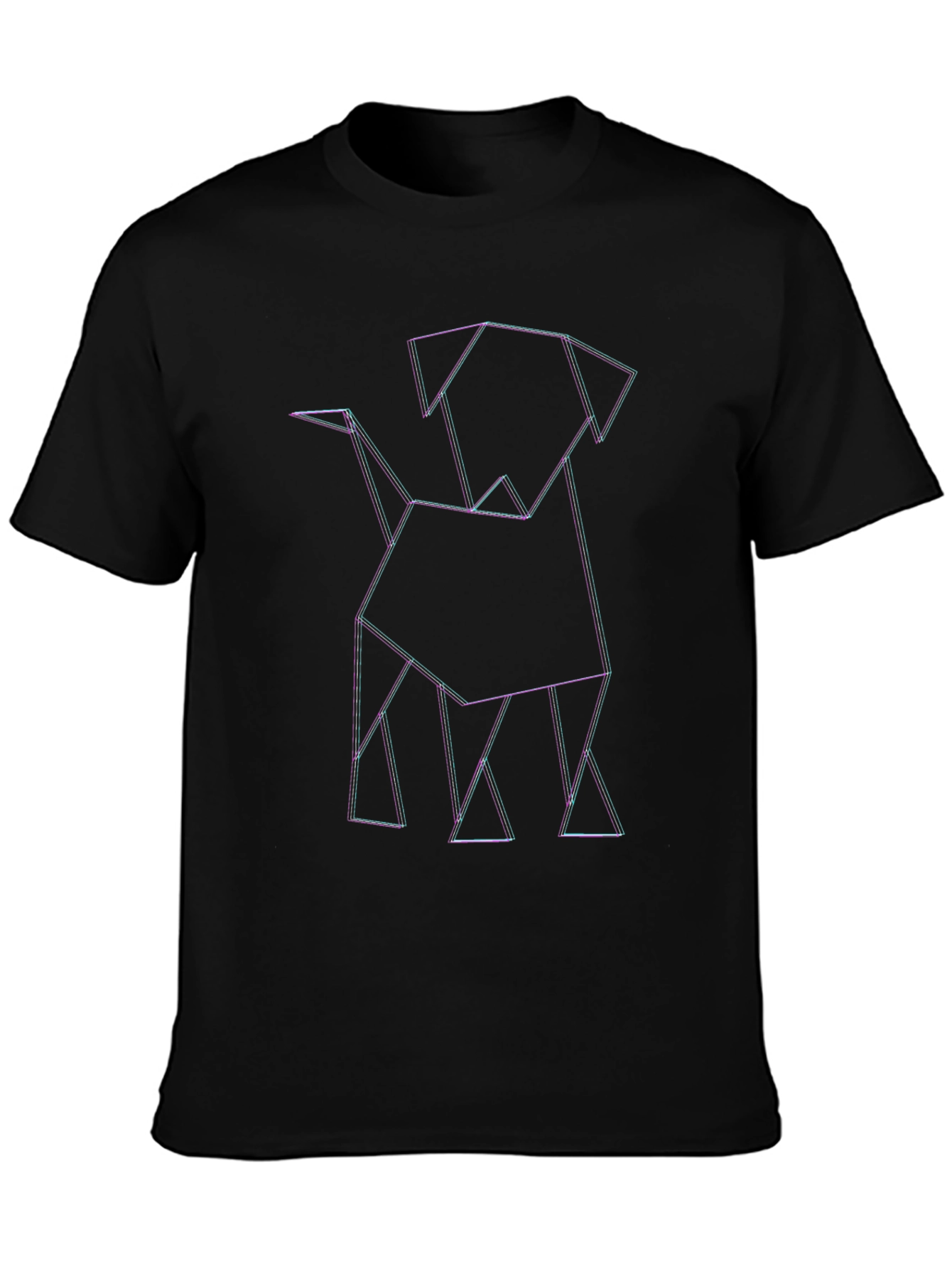 Geometric Dog Graphic Tee - Modern Line Art Design