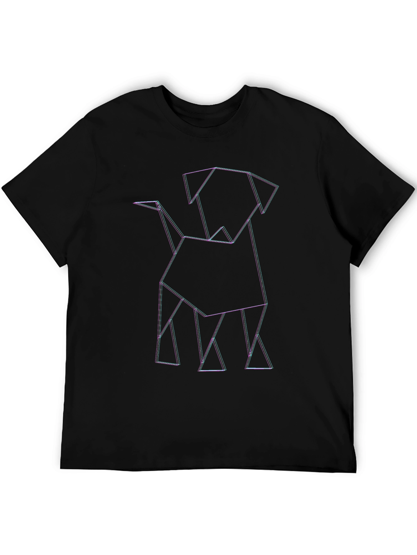 Geometric Dog Graphic Tee - Modern Line Art Design