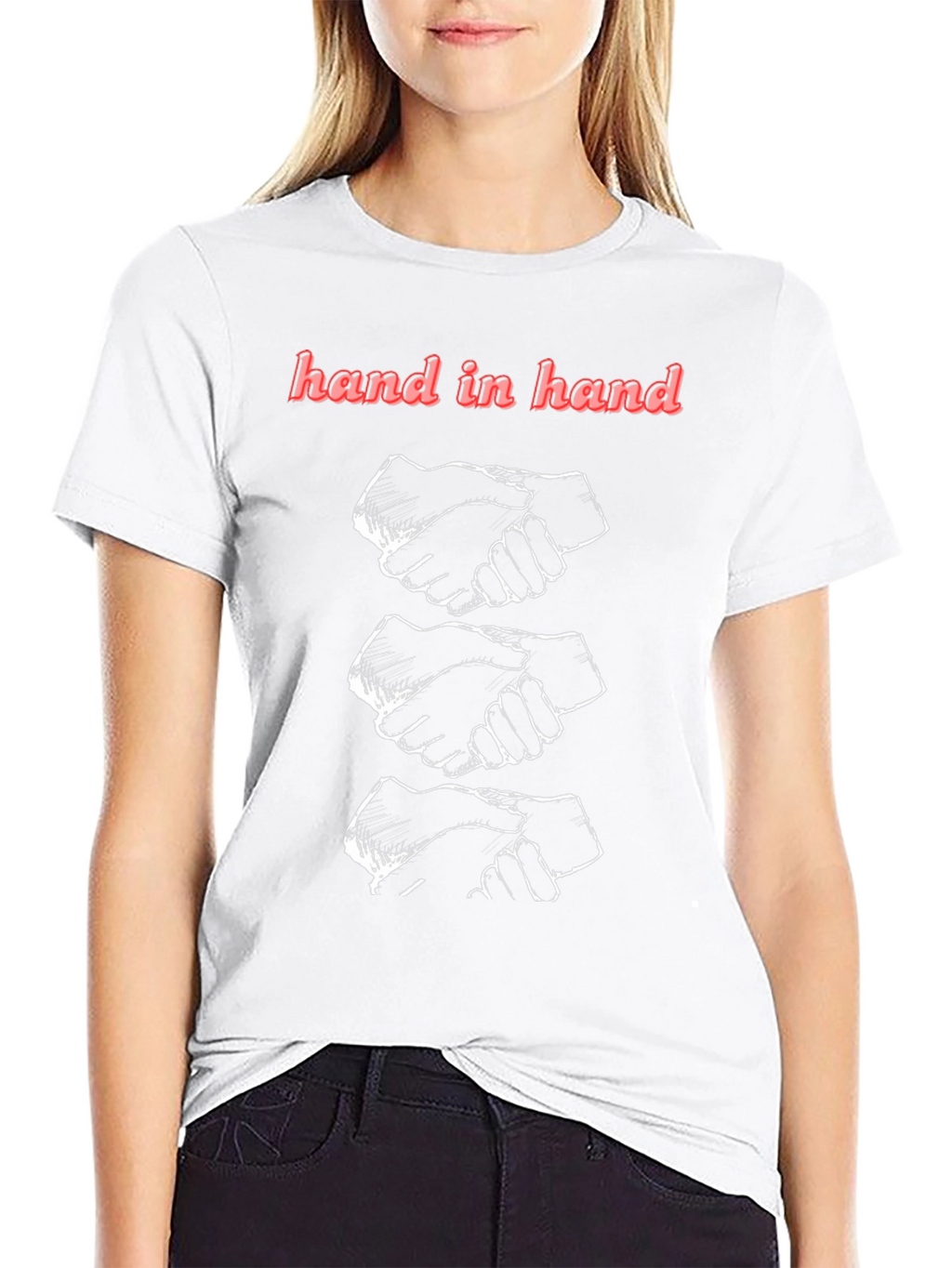 Hand in Hand Graphic Print Black T-Shirt