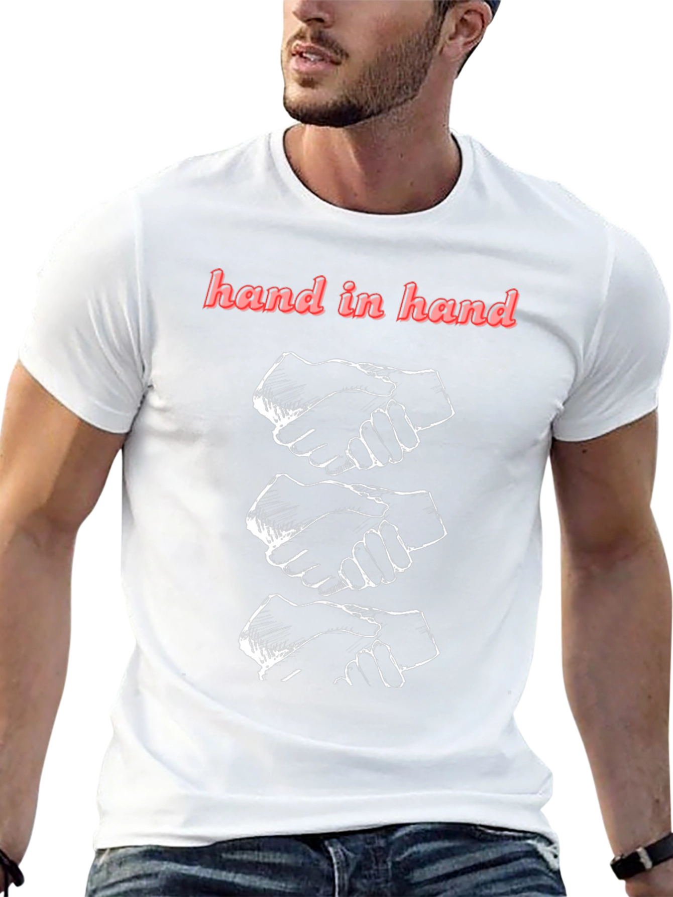 Hand in Hand Graphic Print Black T-Shirt