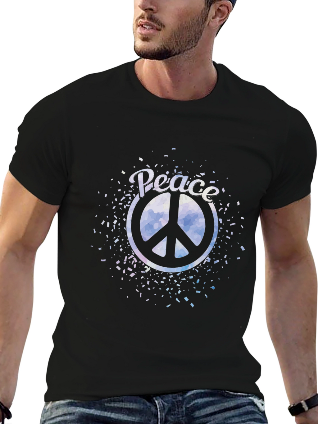 Peace Sign Graphic Black T-Shirt