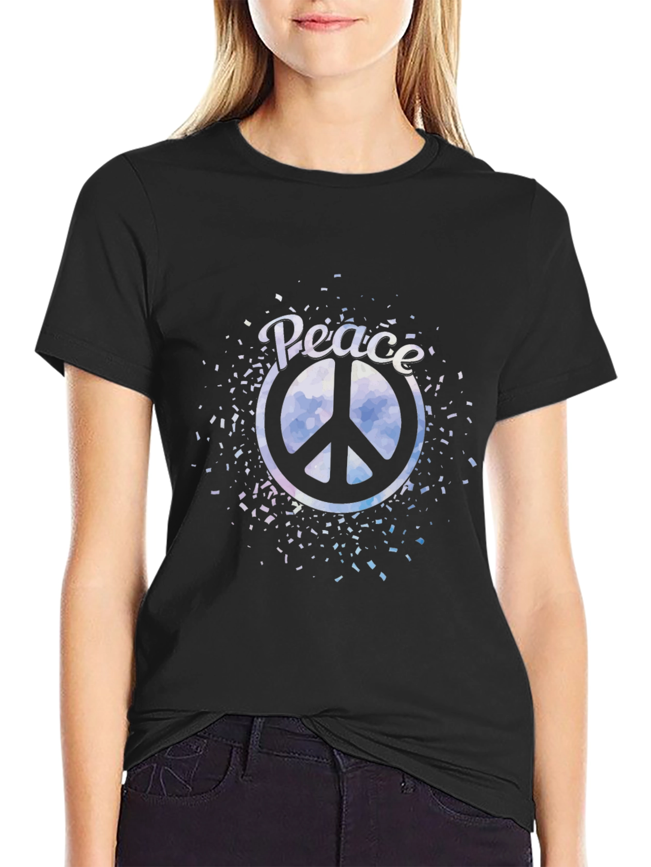 Peace Sign Graphic Black T-Shirt