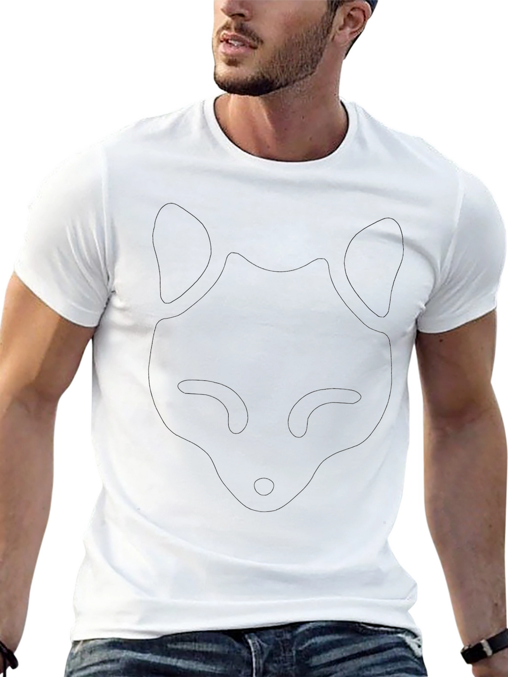 Minimalist Fox Outline Black T-Shirt