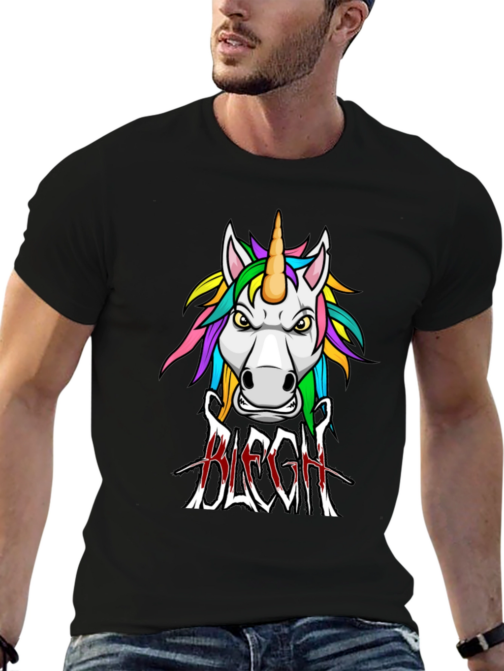 Unicorn BLEGH! Graphic Tee - Black