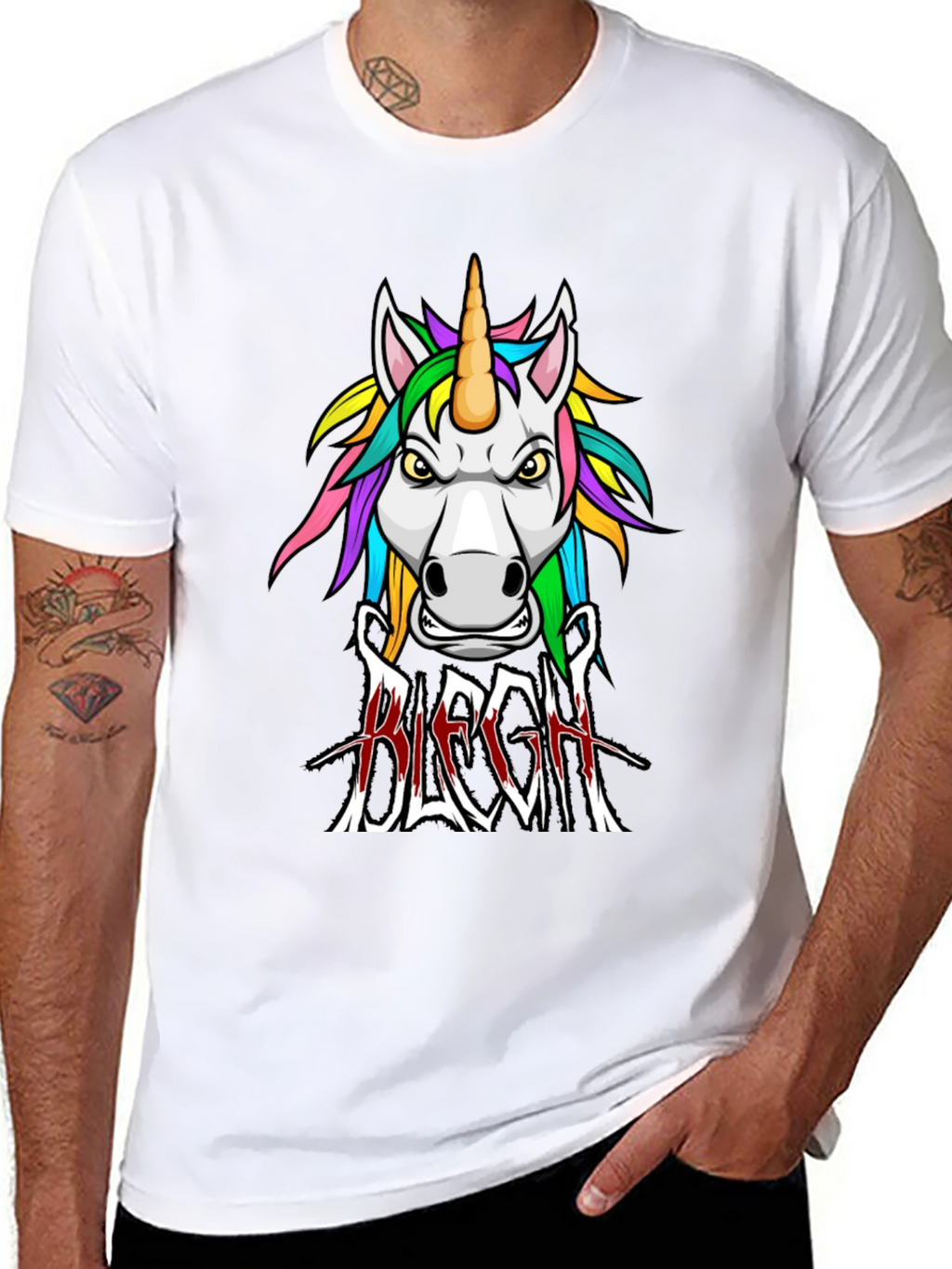 Unicorn BLEGH! Graphic Tee - Black
