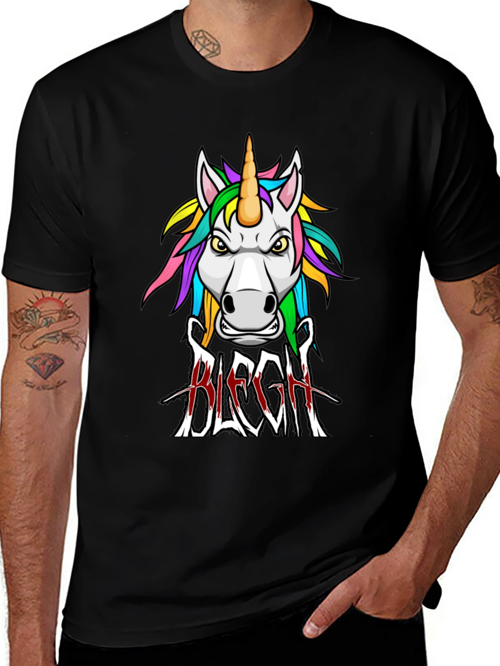 Unicorn BLEGH! Graphic Tee - Black